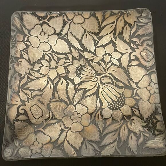 Vintage square dish with a floral print - Picture 1 of 5